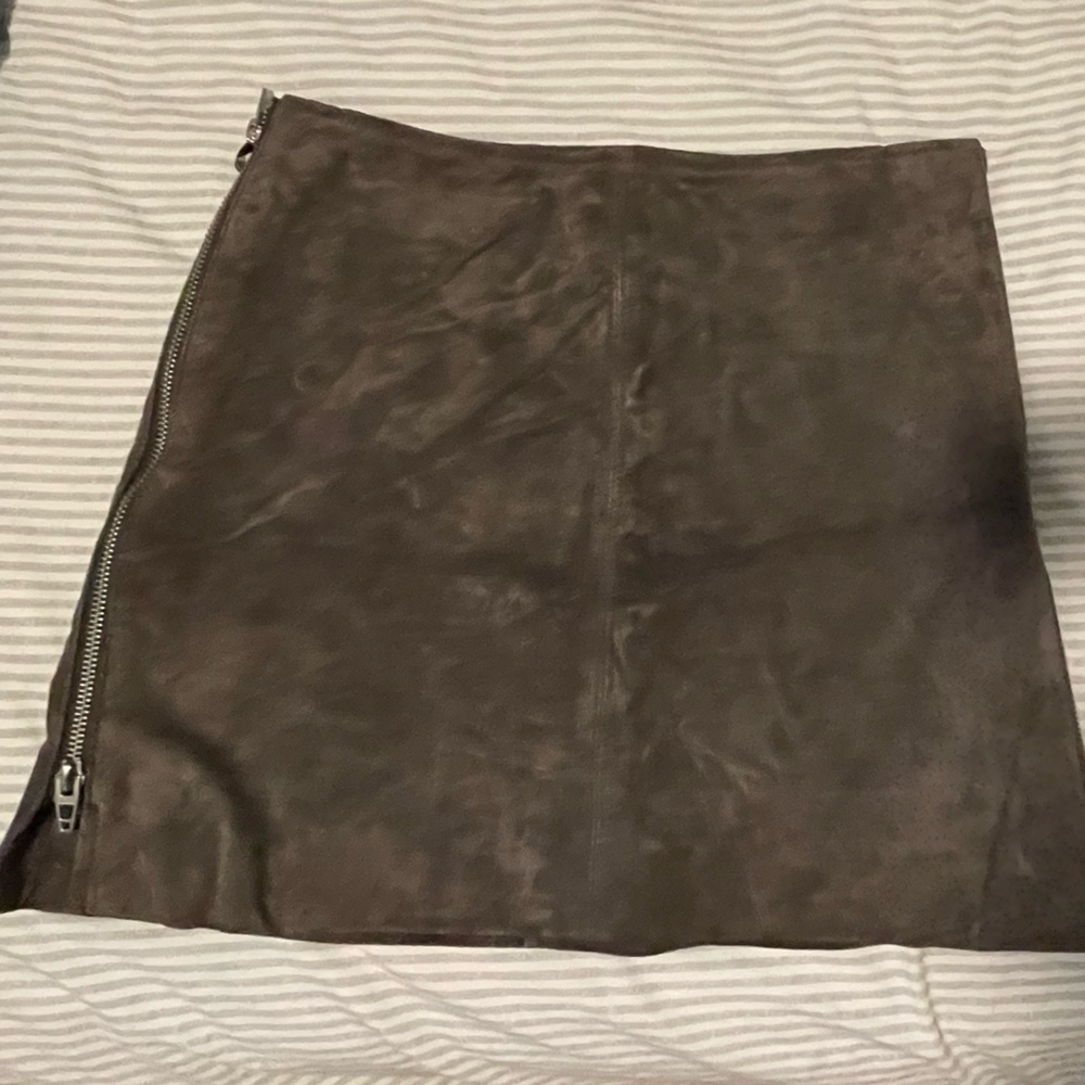 Blank NYC Brown Suede Skirt with Zippers on Sides